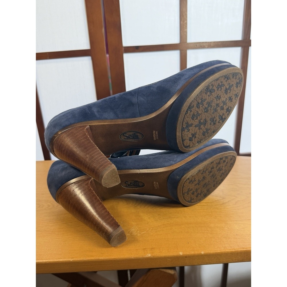Sofft Grayling Navy Blue Suede Mary Jane Platform Round Toe Pinup Pumps 10M - Picture 6 of 7